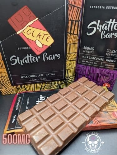 Euphoria Shatter Milk Chocolate Bars 500MG Sativa & Indica